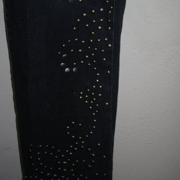 Diane Gilman Dark Blue Embellished Bootcut Blue Jeans in Size 8 - Picture 2 of 7